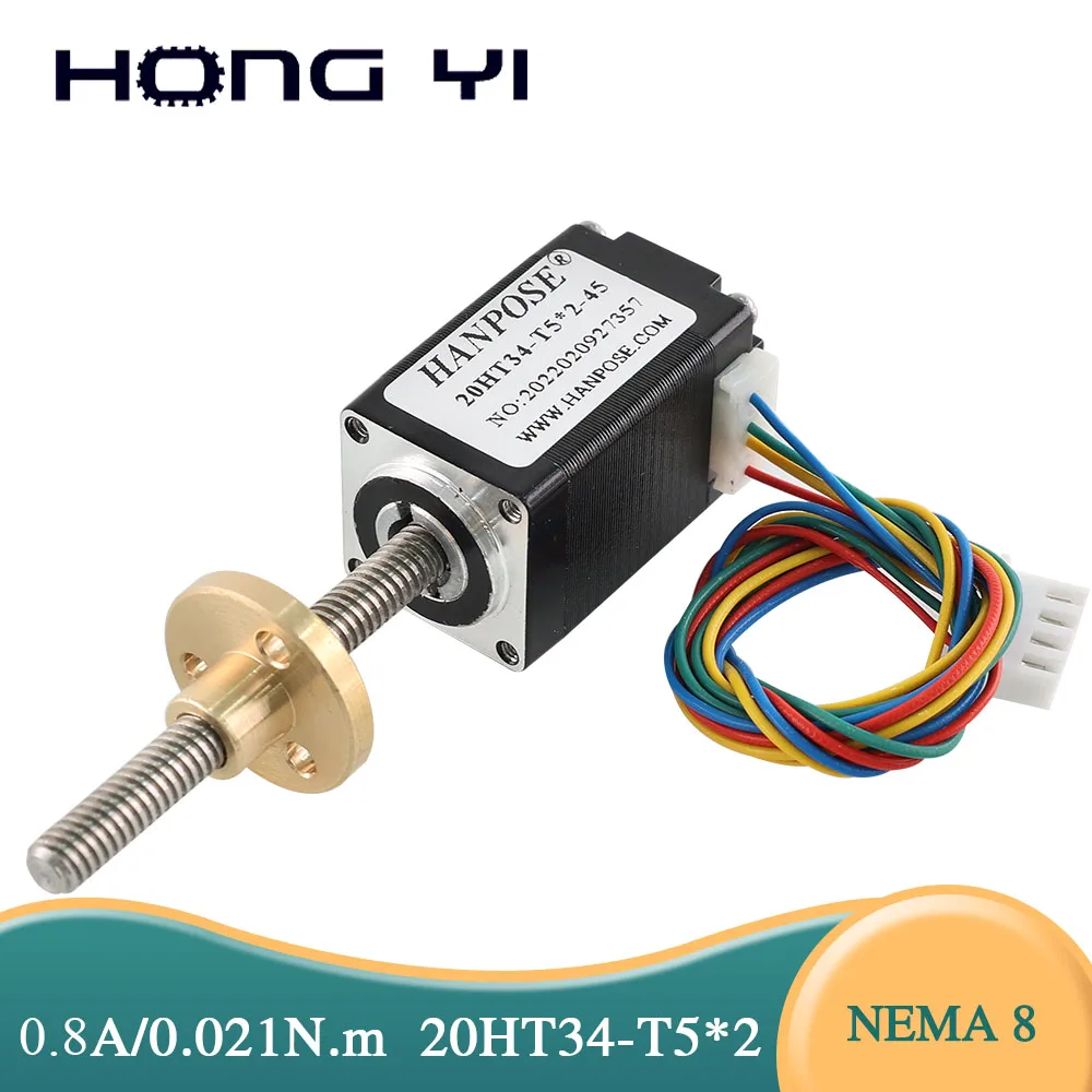 0.8A 0.021N.m 20HT34-T5*2 Trapezoidal Screw Stepper Motor Length L50mm 100mm 150mm 3D Printer Nema8 Screw Motor
0.8A 0.021N.m 20HT34-T5*2 Trapezoidal Screw Stepper Motor Length L50mm 100mm 150mm 3D Printer Nema8 Screw Motor