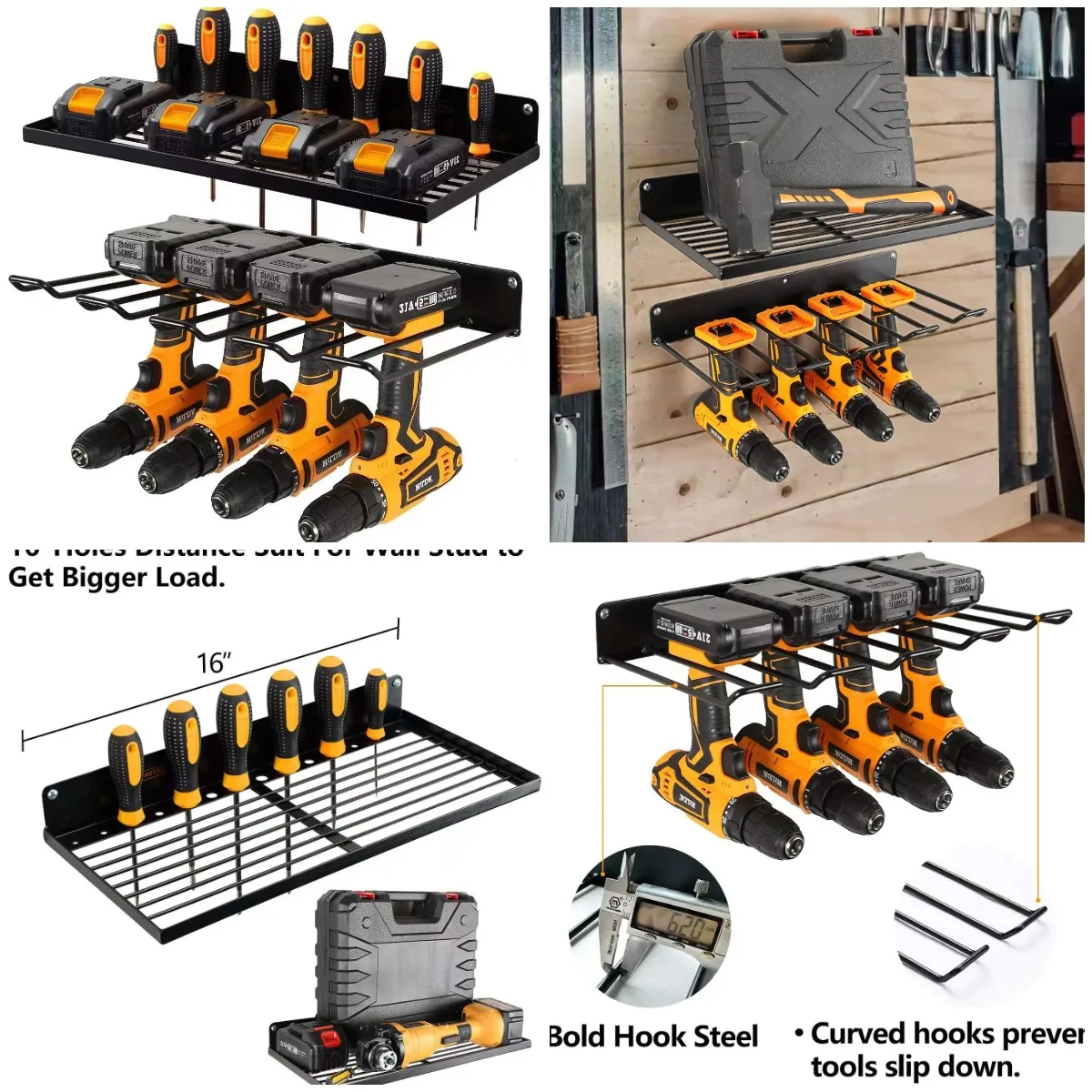 Органайзер для электроинструментов с зарядной станцией, настенное крепление для держателя сверл, сверхпрочный металлический перфорированный набор, черный
Органайзер для электроинструментов с зарядной станцией, настенное крепление для держателя сверл, сверхпрочный металлический перфорированный набор, черный