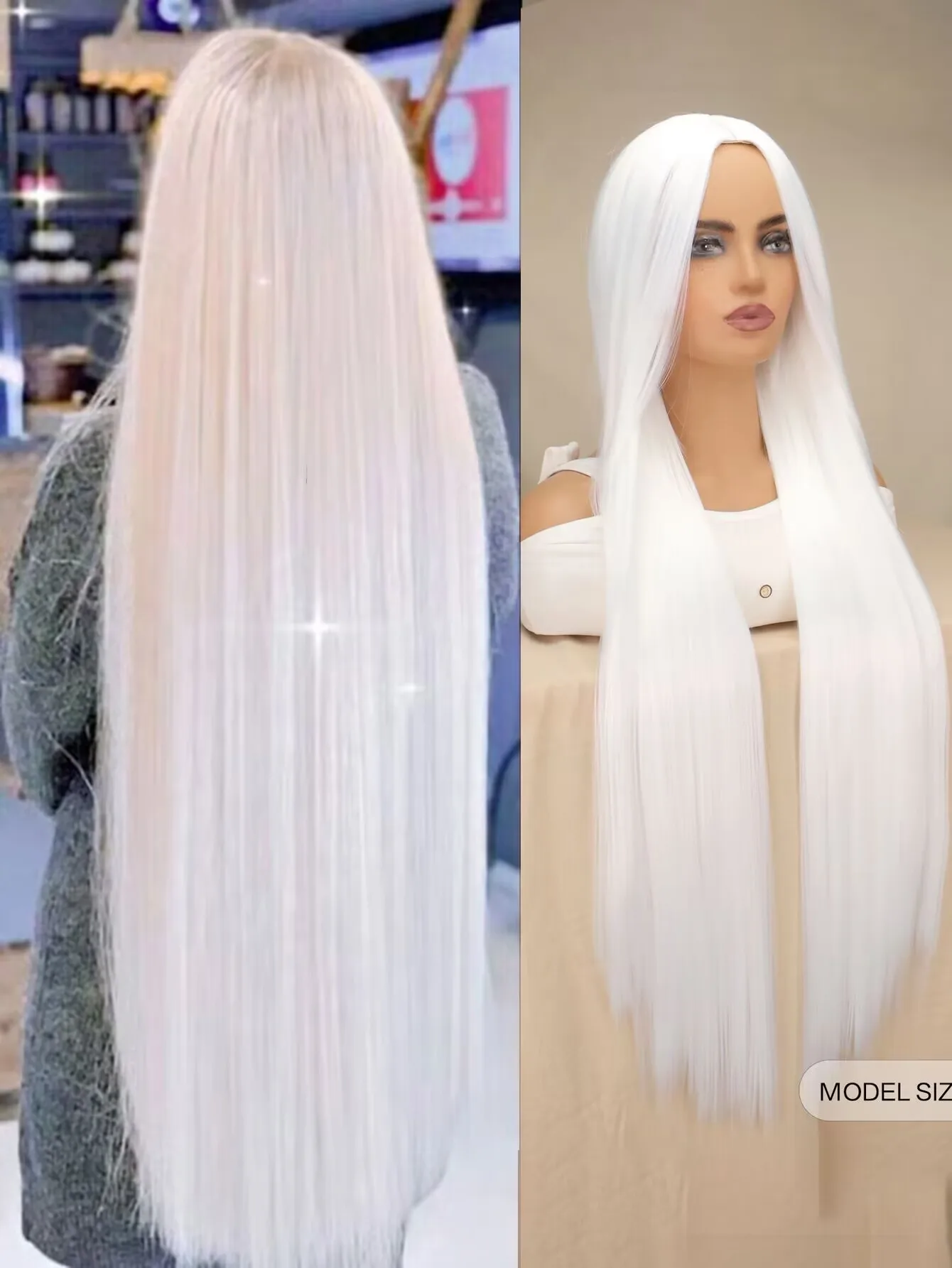 100CM/40 Inches Long Straight Wigs Synthetic Black White Heat Resistant Halloween Carnival Costume Cosplay Straight Hair
100CM/40 Inches Long Straight Wigs Synthetic Black White Heat Resistant Halloween Carnival Costume Cosplay Straight Hair