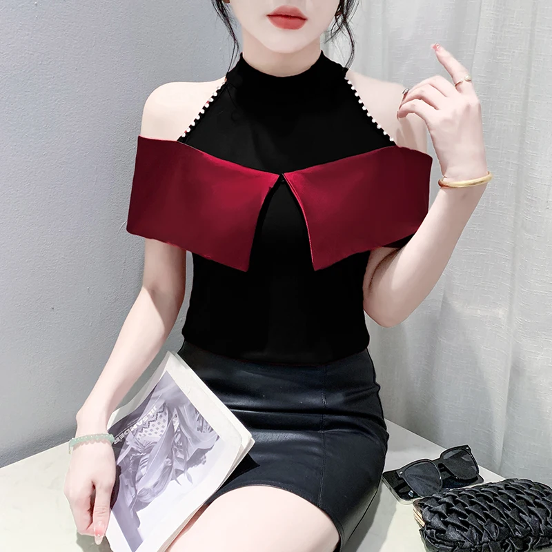 Black Summer Korean Style T-Shirt Sexy Women Off Shoulder Shiny Diamonds Ruffles Tops Short Sleeve Casual Tees 2024 New 451408
Black Summer Korean Style T-Shirt Sexy Women Off Shoulder Shiny Diamonds Ruffles Tops Short Sleeve Casual Tees 2024 New 451408