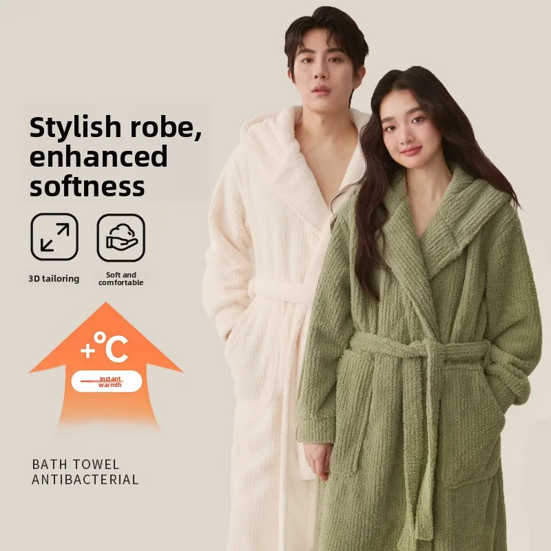 Thiened Non-Cotton Bath Robe Qui Dry Bathing Gown for Women Couples Autumn Winter Home Use Long Spwear New Arrival
Thiened Non-Cotton Bath Robe Qui Dry Bathing Gown for Women Couples Autumn Winter Home Use Long Spwear New Arrival