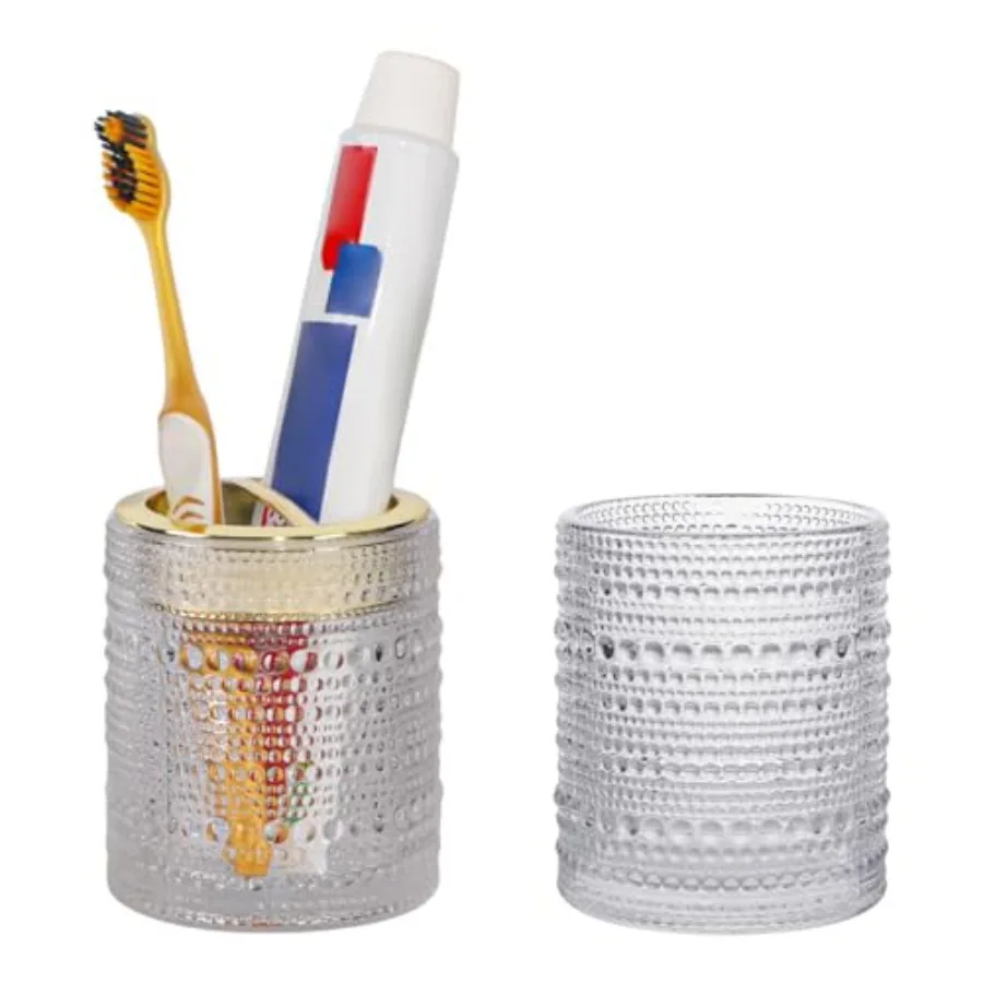 Toothbrush Holders, 2pcs Glass Toothbrush Holder Set, 10oz Bathroom Tumbler Cup, Gold Tooth Brush Holder Storage Cup Organizer
Toothbrush Holders, 2pcs Glass Toothbrush Holder Set, 10oz Bathroom Tumbler Cup, Gold Tooth Brush Holder Storage Cup Organizer