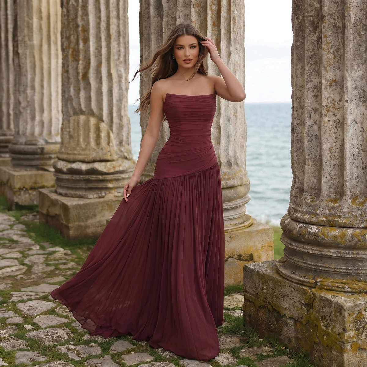 Classic Chiffon Pleated Bridesmaid Dresses For Women Strapless Evening Gown Formal Dress Long
Classic Chiffon Pleated Bridesmaid Dresses For Women Strapless Evening Gown Formal Dress Long