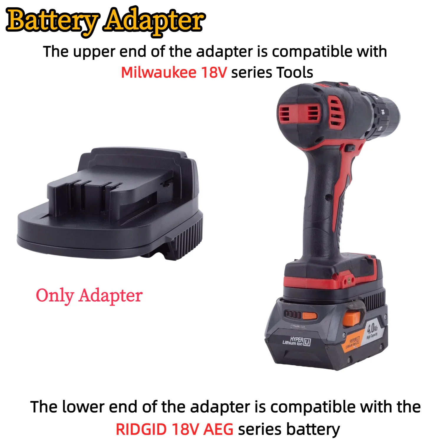 Battery Adapter/Converter for RIDGID 18V AEG Li-ion Battery TO Milwaukee 18V Cordless Drill Tools Accessory(Only Adapter)
Battery Adapter/Converter for RIDGID 18V AEG Li-ion Battery TO Milwaukee 18V Cordless Drill Tools Accessory(Only Adapter)