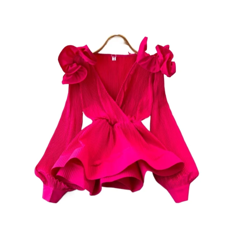 Spring New V-neck Pleated Blouses Vintage Ruffles Slim Waist Blusas Mujer Long Sleeve 3d Petal Shirts Women
Spring New V-neck Pleated Blouses Vintage Ruffles Slim Waist Blusas Mujer Long Sleeve 3d Petal Shirts Women