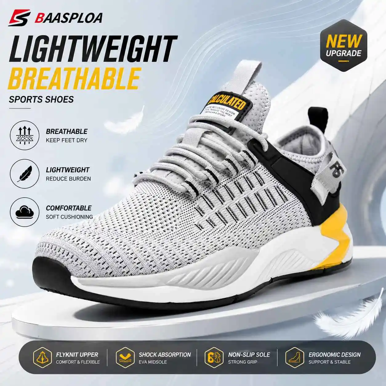 Baasploa Men Fitness Trainers Lightweight Knit Sneakers Comfortable Workout Walking Footwear Active Lifestyle Shoes
Baasploa Men Fitness Trainers Lightweight Knit Sneakers Comfortable Workout Walking Footwear Active Lifestyle Shoes