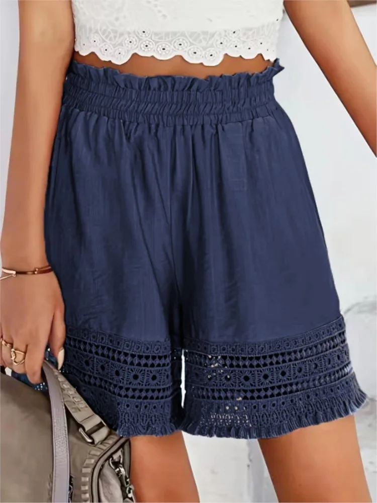 Summer Comfortable Casual Lace Lace Shorts Women's Commuting Style Elastic Waist Simple Solid Color Versatile Classic Shorts
Summer Comfortable Casual Lace Lace Shorts Women's Commuting Style Elastic Waist Simple Solid Color Versatile Classic Shorts