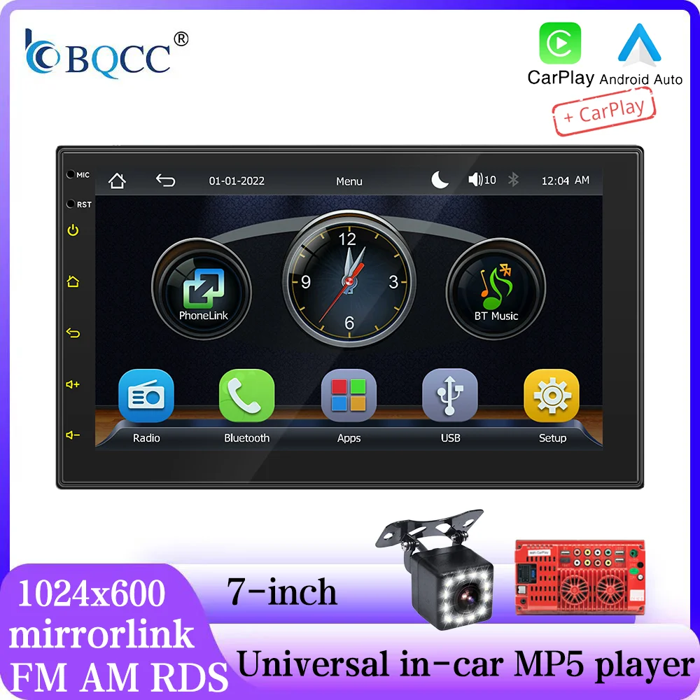 BQCC 7'' 2Din Universal Car Player MP5 RDS FM AM BT CarPlay Screen Wireless CarPlay Android Auto 7-color lights Stereo Radio
BQCC 7'' 2Din Universal Car Player MP5 RDS FM AM BT CarPlay Screen Wireless CarPlay Android Auto 7-color lights Stereo Radio