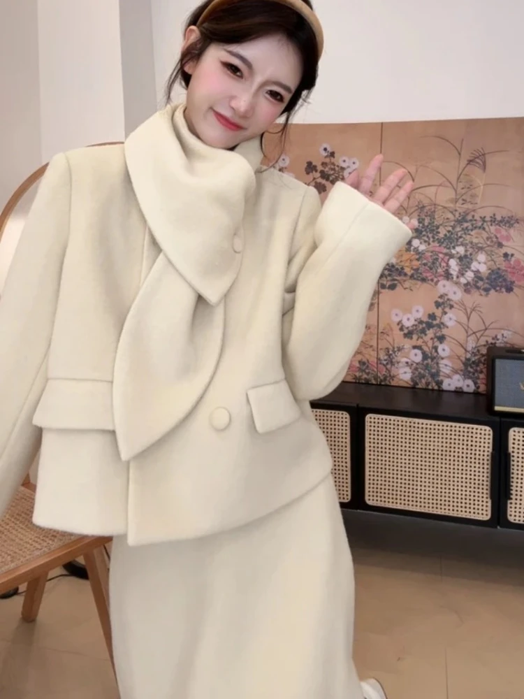 Sweet Hot Girl Suit Women's Autumn and Winter Long-sleeved Loose Coat High-waisted A-line Skirt Two-piece Set Female Clothes
Sweet Hot Girl Suit Women's Autumn and Winter Long-sleeved Loose Coat High-waisted A-line Skirt Two-piece Set Female Clothes