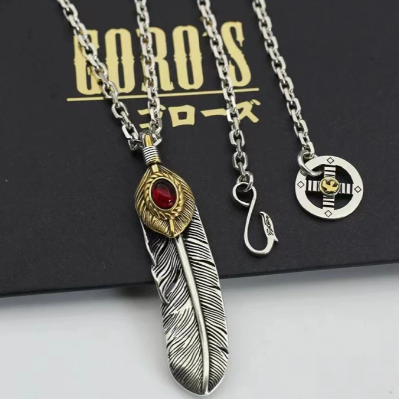 Japan Tide Takahashi Goros Classic Vintage Red Turquoise Feather Pendant Necklace Couple Fashion Do Old Retro Trend Versatile 
Japan Tide Takahashi Goros Classic Vintage Red Turquoise Feather Pendant Necklace Couple Fashion Do Old Retro Trend Versatile