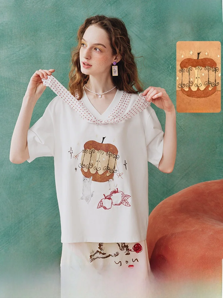 Summer New Women's T-irt Cute Sle Patchwork Print Decorative Tie ort Sve Cotton Polyester Blend round Ne Top
Summer New Women's T-irt Cute Sle Patchwork Print Decorative Tie ort Sve Cotton Polyester Blend round Ne Top