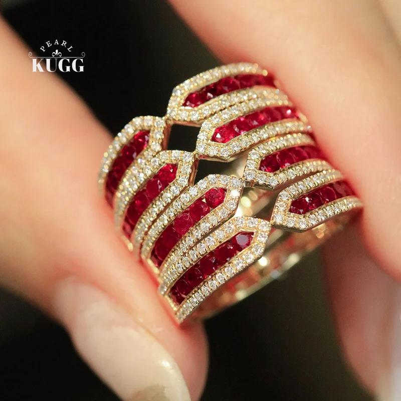 KUGG 100% 18K Yellow Gold Rings Classic Design Shiny Diamond Natural Ruby Engagement Ring for Women Wedding High Party Jewelry
KUGG 100% 18K Yellow Gold Rings Classic Design Shiny Diamond Natural Ruby Engagement Ring for Women Wedding High Party Jewelry