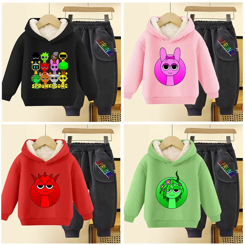 Sprunki Children Pullover Hoodies Set Cute Anime Print Sweatshirt+Pants Casual Trendy Winter Clothes Kid Thick Clothing Gifts
Sprunki Children Pullover Hoodies Set Cute Anime Print Sweatshirt+Pants Casual Trendy Winter Clothes Kid Thick Clothing Gifts