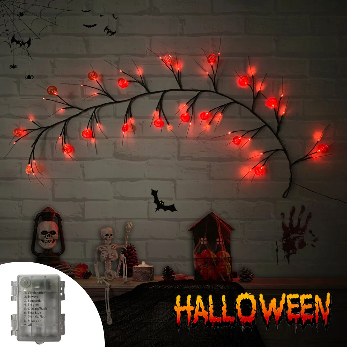 Halloween Bat Pumpkin Spider Decorative Vine Lamp Suitable for Room Decoration, Interior Wall Scene Arrangement
Halloween Bat Pumpkin Spider Decorative Vine Lamp Suitable for Room Decoration, Interior Wall Scene Arrangement