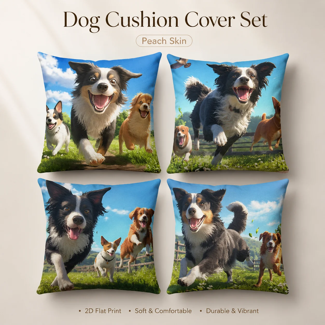 4Pcs Border Collie Dog Cushion Cover Set 2D Flat Printed Peach Skin Cute Pet Animal Pillow Case For Farmhouse Couch Room Decor
4Pcs Border Collie Dog Cushion Cover Set 2D Flat Printed Peach Skin Cute Pet Animal Pillow Case For Farmhouse Couch Room Decor