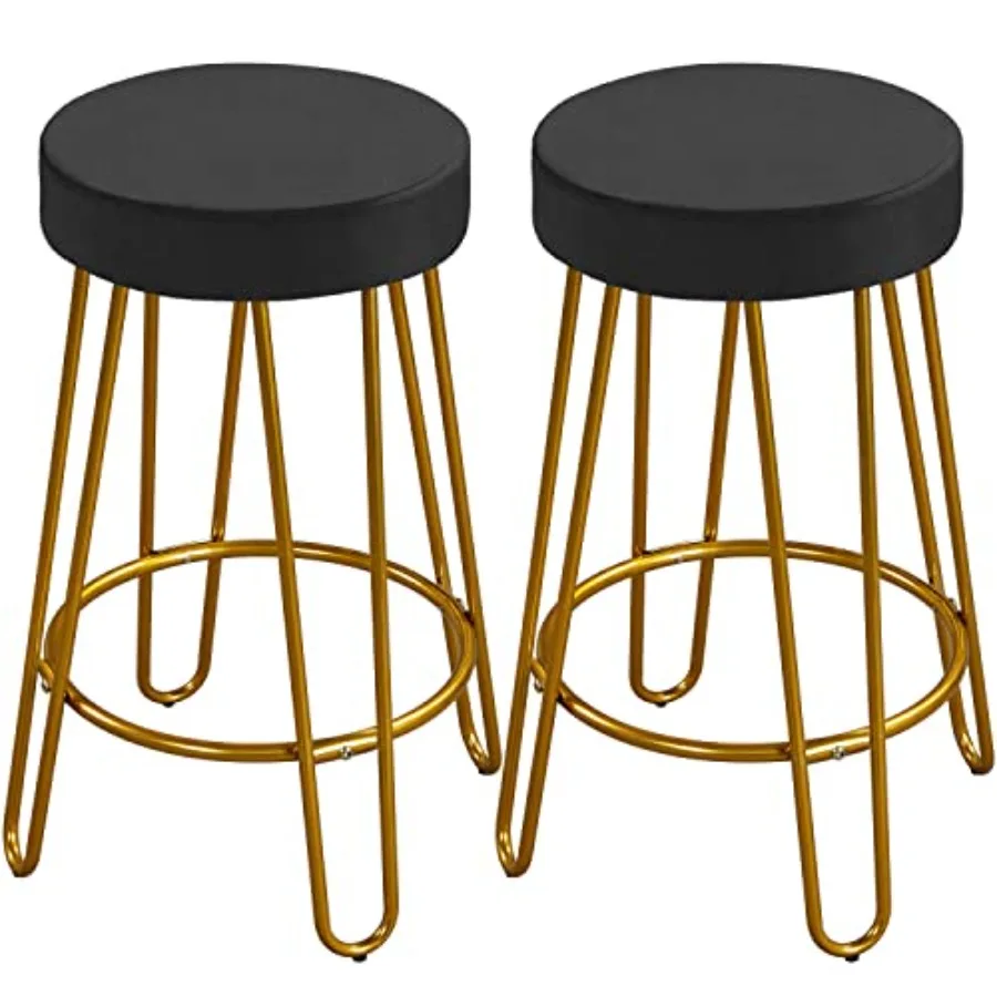 Bar Stools Set of 2 Velvet Round Counter Stools Backless Counter Height Bar Chairs with Golden Legs for Kitchen Dining Room Pub
Bar Stools Set of 2 Velvet Round Counter Stools Backless Counter Height Bar Chairs with Golden Legs for Kitchen Dining Room Pub