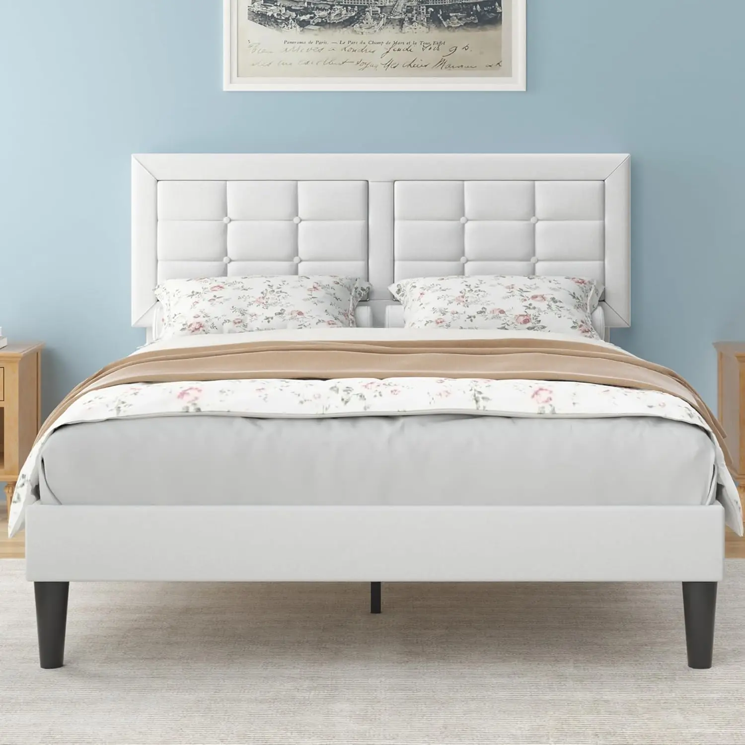 Full Size Bed Frame with Adjustable Headboard, Soft Cushion Button Tufted Platform Bed Frame Supported By Wooden Board 
Full Size Bed Frame with Adjustable Headboard, Soft Cushion Button Tufted Platform Bed Frame Supported By Wooden Board
