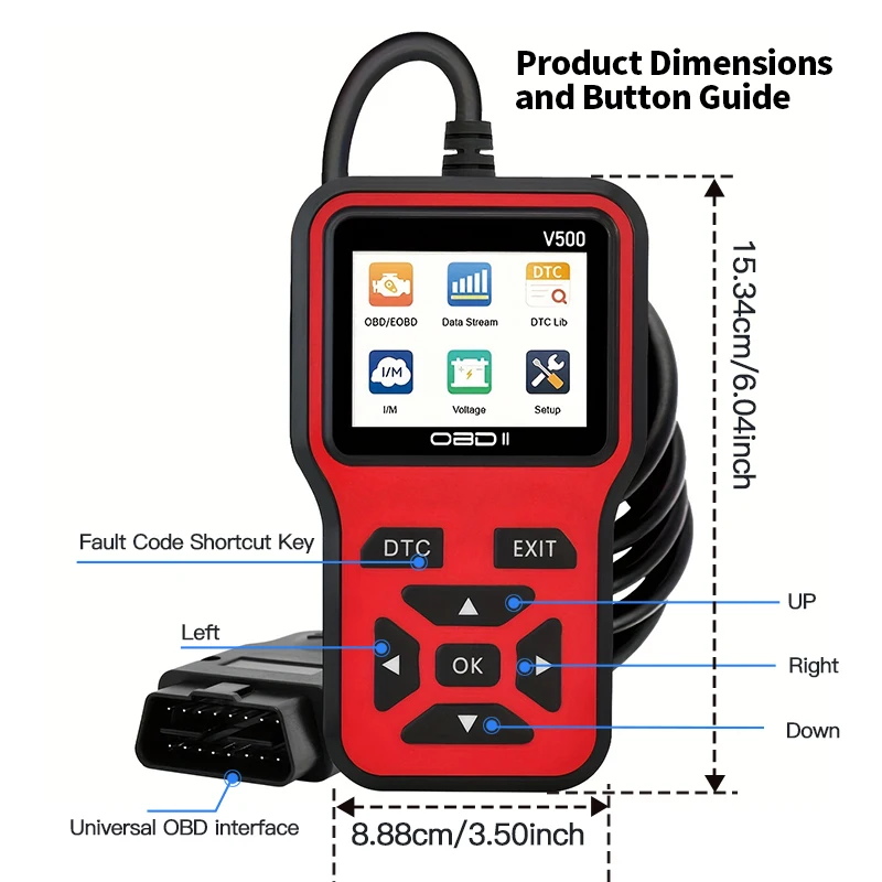 V500-1 Universal Auto Diagnostic Tool Obd2 Code Reader Engine Analyzer Obd2 Scanner with Screen Diagnostic Machine for All Car
V500-1 Universal Auto Diagnostic Tool Obd2 Code Reader Engine Analyzer Obd2 Scanner with Screen Diagnostic Machine for All Car