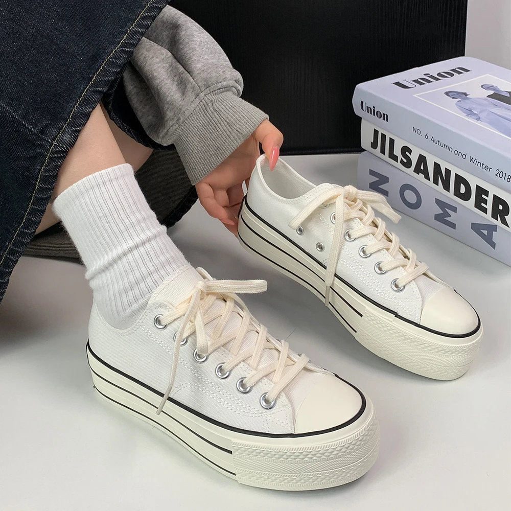 Spring 2026 Women's Thick Bottom Canvas Shoes Pink Casual Style Student Fashion Trend Flat Laced Breathable Cotton Lined
Spring 2026 Women's Thick Bottom Canvas Shoes Pink Casual Style Student Fashion Trend Flat Laced Breathable Cotton Lined