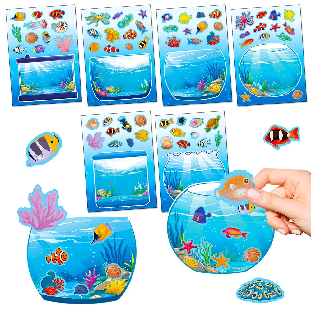 6/12sheets Cartoon Fish Tank Puzzle Stickers Cute Seafish Decorative Laptop Phone Guitar Funny Assemble Decals Kid DIY Toy Gifts
6/12sheets Cartoon Fish Tank Puzzle Stickers Cute Seafish Decorative Laptop Phone Guitar Funny Assemble Decals Kid DIY Toy Gifts