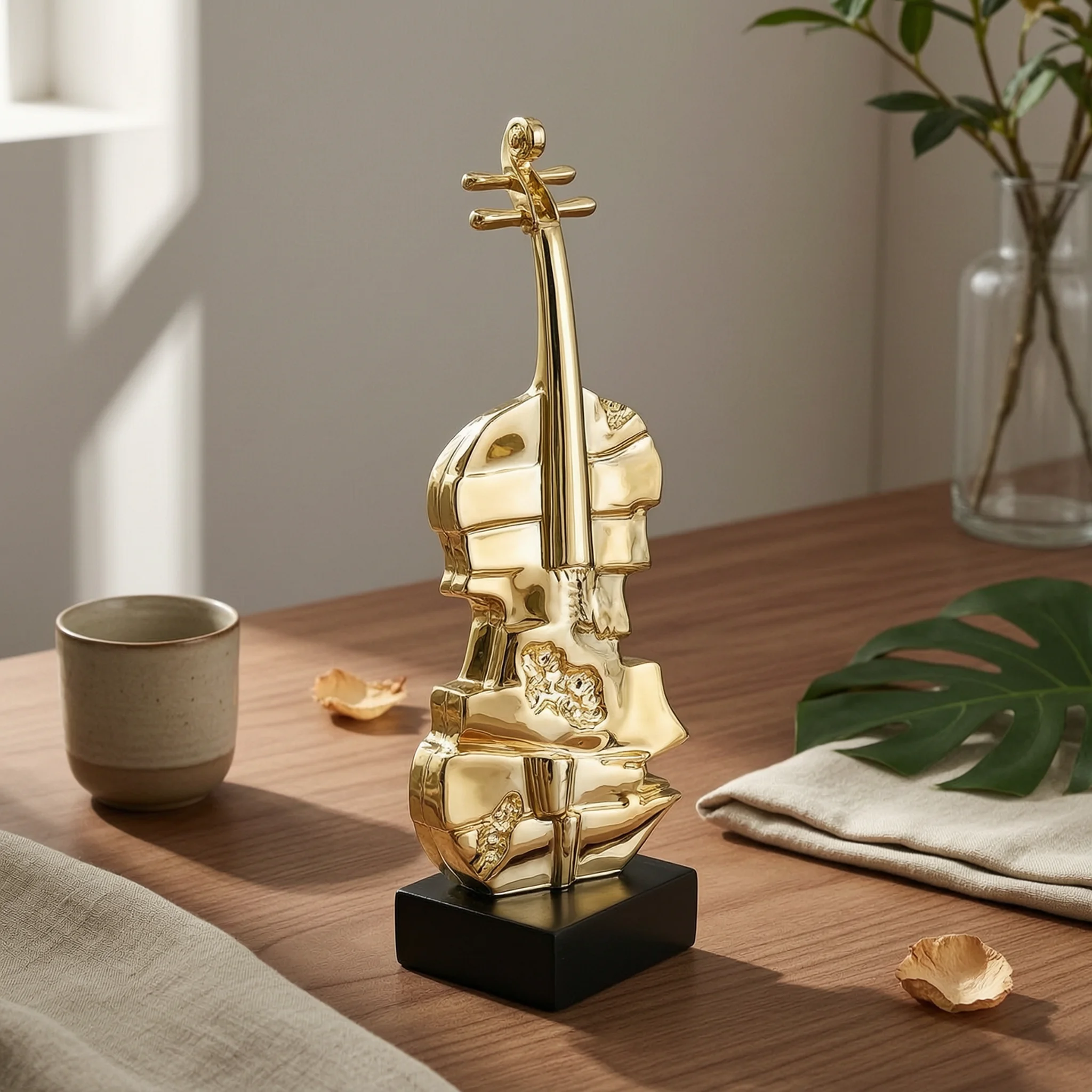 Violin Figurine Gold Violin Sculpture Decor Sculptural Modern for Music Lovers, Shelf, Desk
Violin Figurine Gold Violin Sculpture Decor Sculptural Modern for Music Lovers, Shelf, Desk