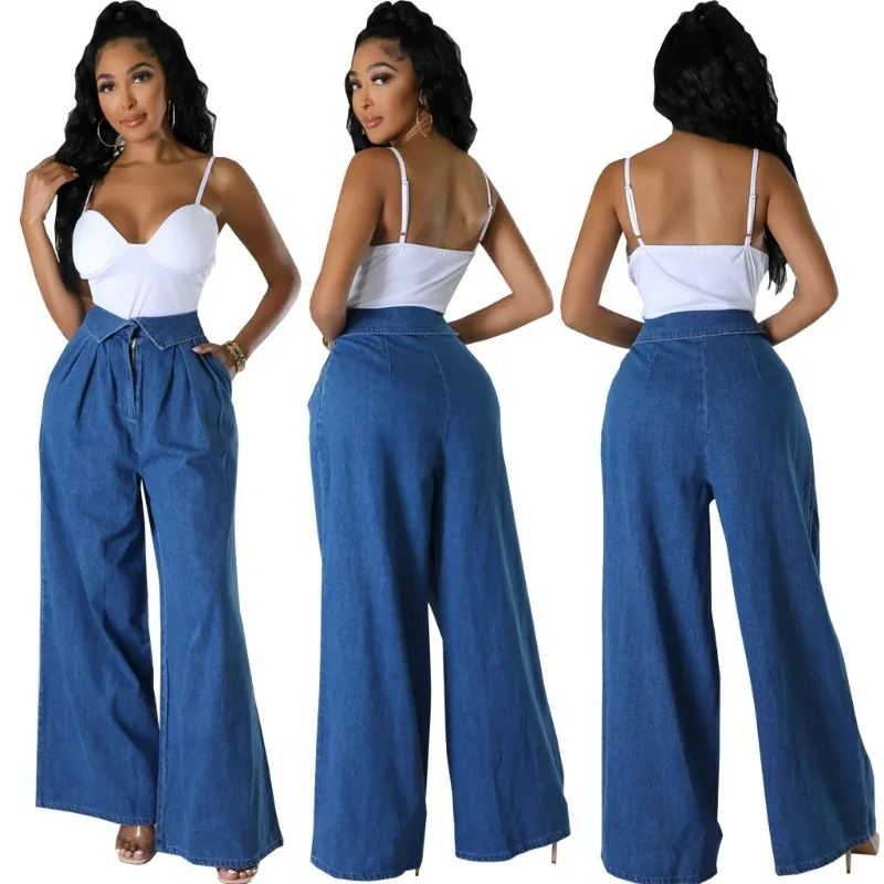 Denim Pant Women Jeans Long Pants Wrashing Button High Waist Wide Leg Trousers Streetwear Elegant Casual Loose Solid 2025
Denim Pant Women Jeans Long Pants Wrashing Button High Waist Wide Leg Trousers Streetwear Elegant Casual Loose Solid 2025