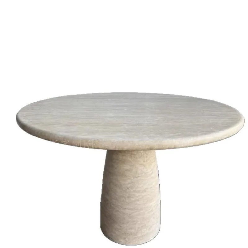 Natural marble ultra-white hole round dining table designer table
Natural marble ultra-white hole round dining table designer table