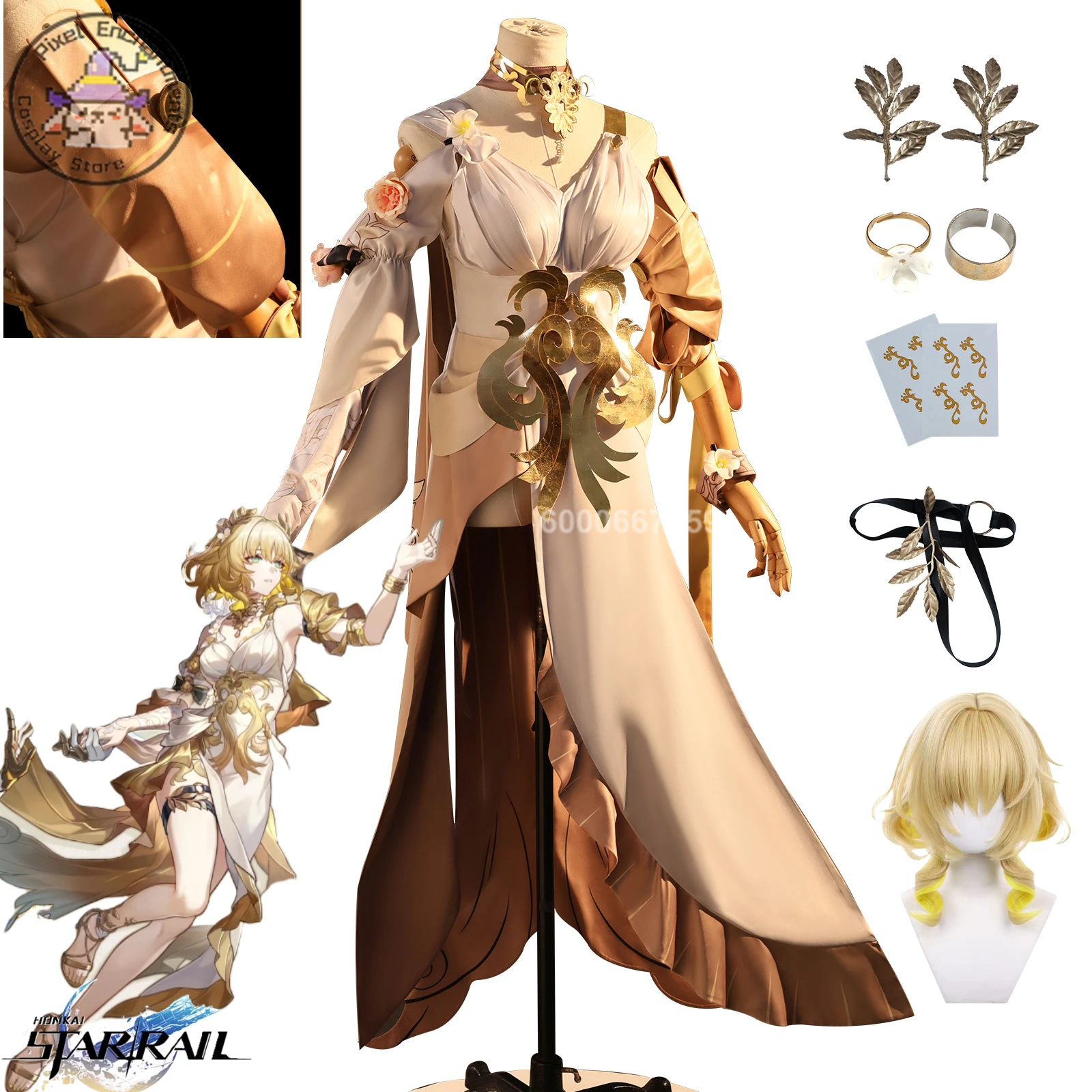 Honkai Star Rail Aglaea Cosplay Game Costume Golden Wig Uniform Women Girls Game Anime Outfit Full Set Carnival Halloween Party
Honkai Star Rail Aglaea Cosplay Game Costume Golden Wig Uniform Women Girls Game Anime Outfit Full Set Carnival Halloween Party