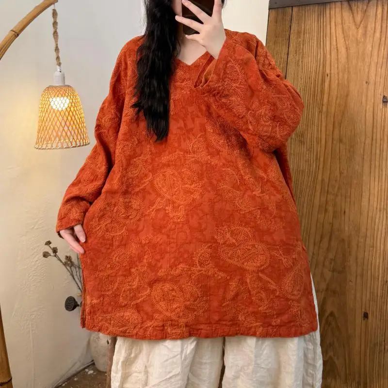 Autumn New Arts Style Women Long Sleeve V-neck Loose Tee Shirt Femme Tops High Quality Embroidery Cotton Linen Long Tshirt TH169
Autumn New Arts Style Women Long Sleeve V-neck Loose Tee Shirt Femme Tops High Quality Embroidery Cotton Linen Long Tshirt TH169