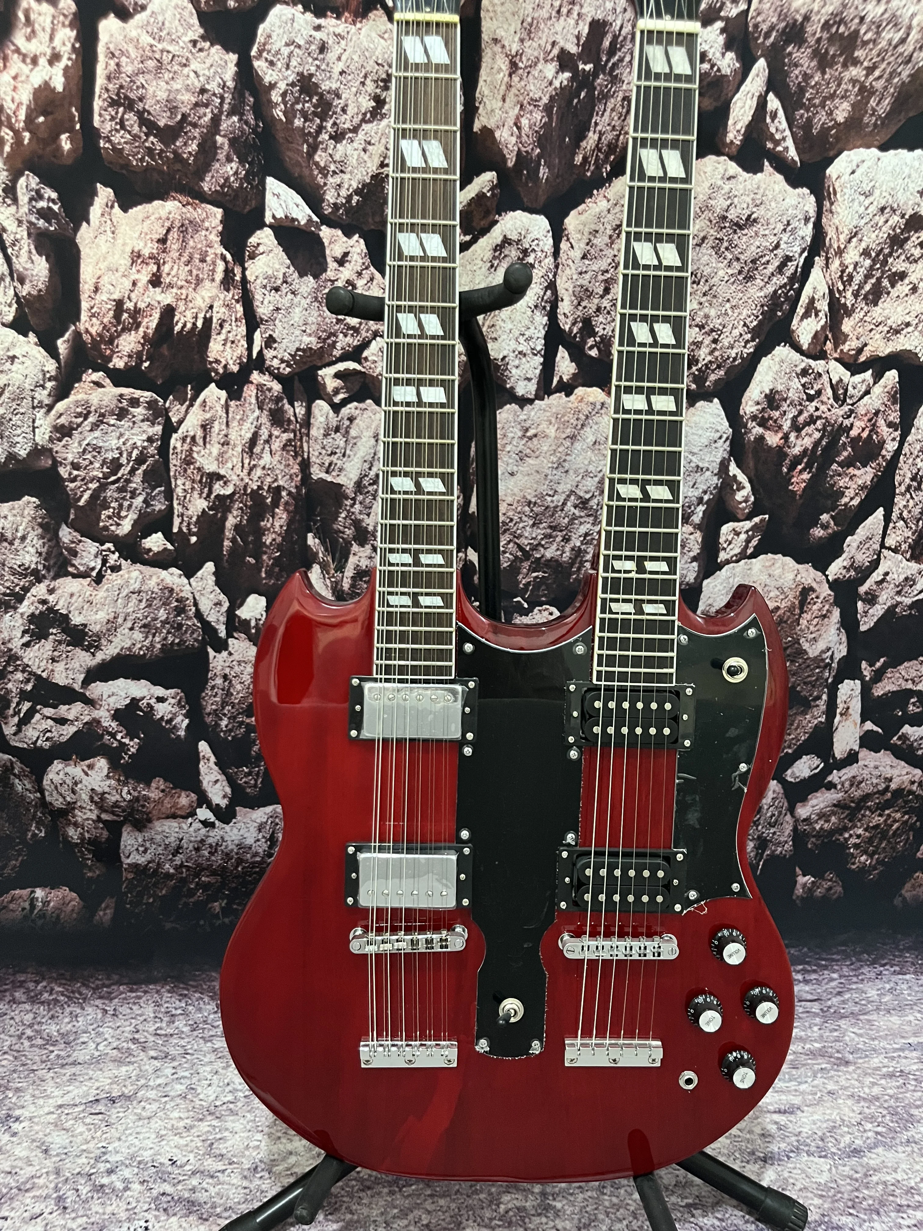 Factory customization electric guitar S G double neck 12+6 strings hot sale
Factory customization electric guitar S G double neck 12+6 strings hot sale