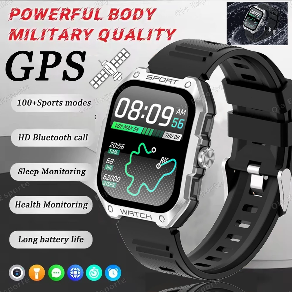 Новые уличные военные умные часы для мужчин 1,83 "HD-экран Bluetooth монитор здоровья вызова IP68 водонепроницаемые GPS спортивные умные часы для женщин 
Новые уличные военные умные часы для мужчин 1,83 "HD-экран Bluetooth монитор здоровья вызова IP68 водонепроницаемые GPS спортивные умные часы для женщин