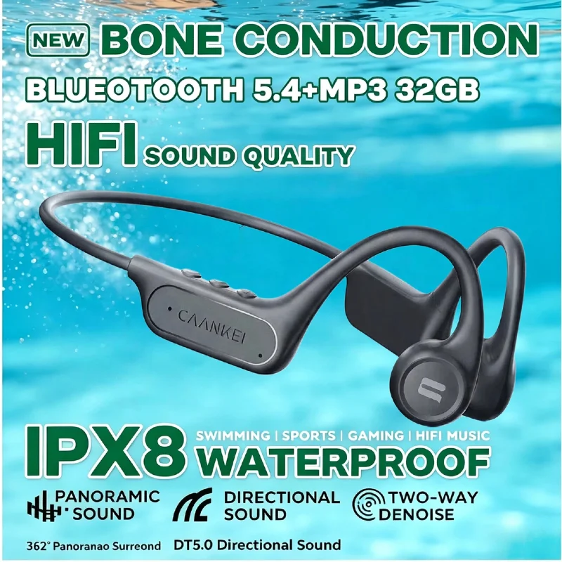 Bone Conduction Earphones Swimming 32G Mp3 Player IPX8 Waterproof Open Design for Swimming Running Cycling Hanging Earphones
Bone Conduction Earphones Swimming 32G Mp3 Player IPX8 Waterproof Open Design for Swimming Running Cycling Hanging Earphones