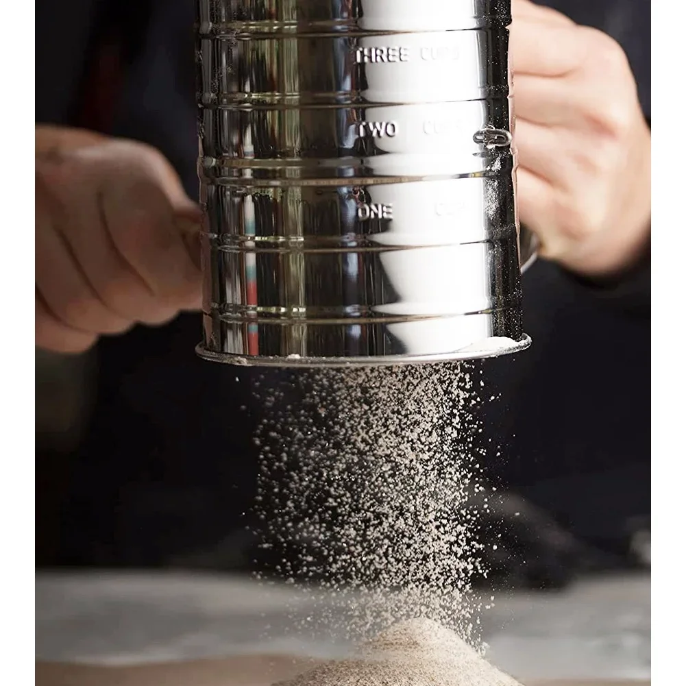Commercial Bakery 3-cup Flour Sifter Large Capacity Flour Sifter Food Decor Engraved Measurements Easy-turn Handle
Commercial Bakery 3-cup Flour Sifter Large Capacity Flour Sifter Food Decor Engraved Measurements Easy-turn Handle