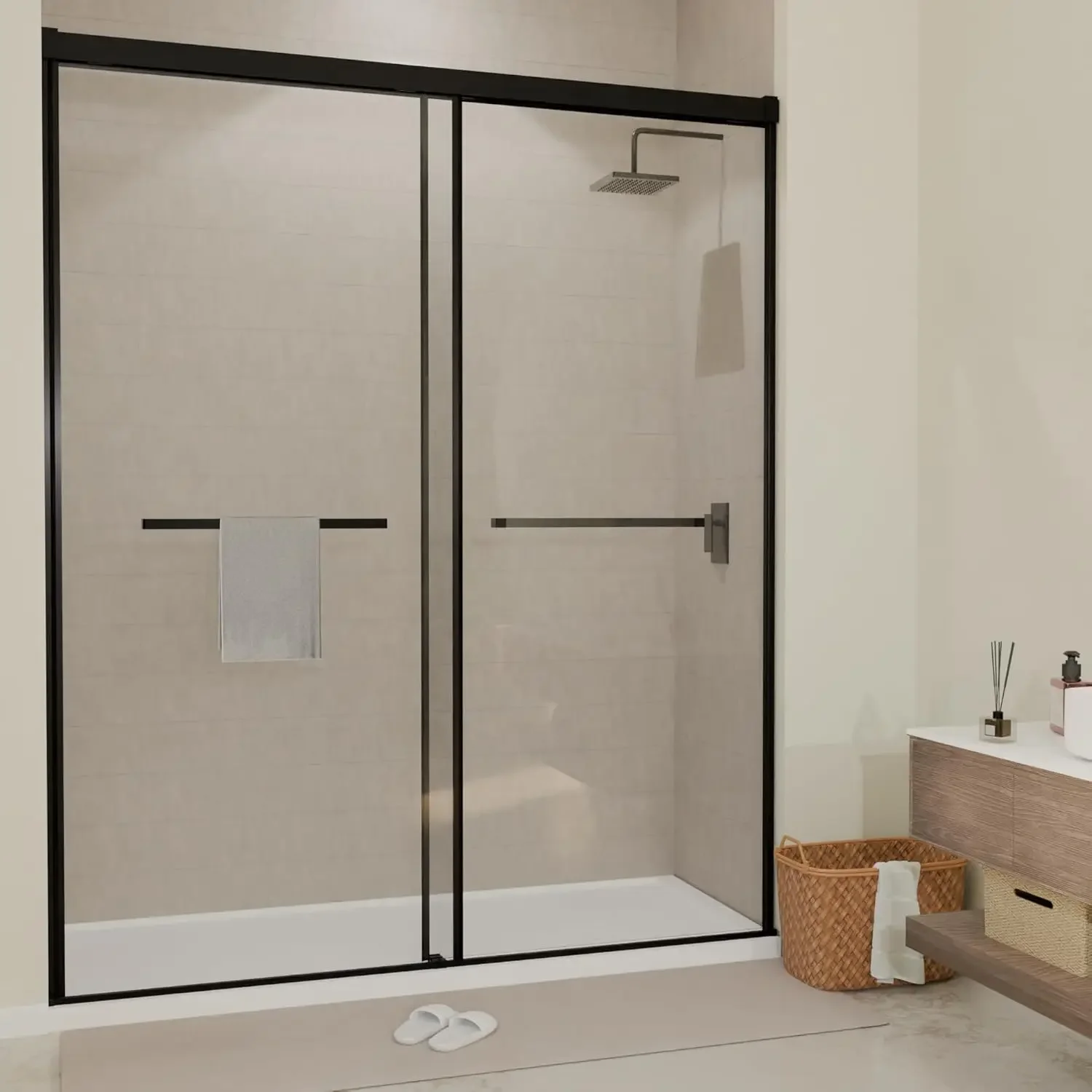 Shower Door Double Sliding 56-60 in. W x 72 in. H Semi-Frameless Bypasss Bathroom Glass Shower Sliding Doors,1/4 inch Clear Temp
Shower Door Double Sliding 56-60 in. W x 72 in. H Semi-Frameless Bypasss Bathroom Glass Shower Sliding Doors,1/4 inch Clear Temp