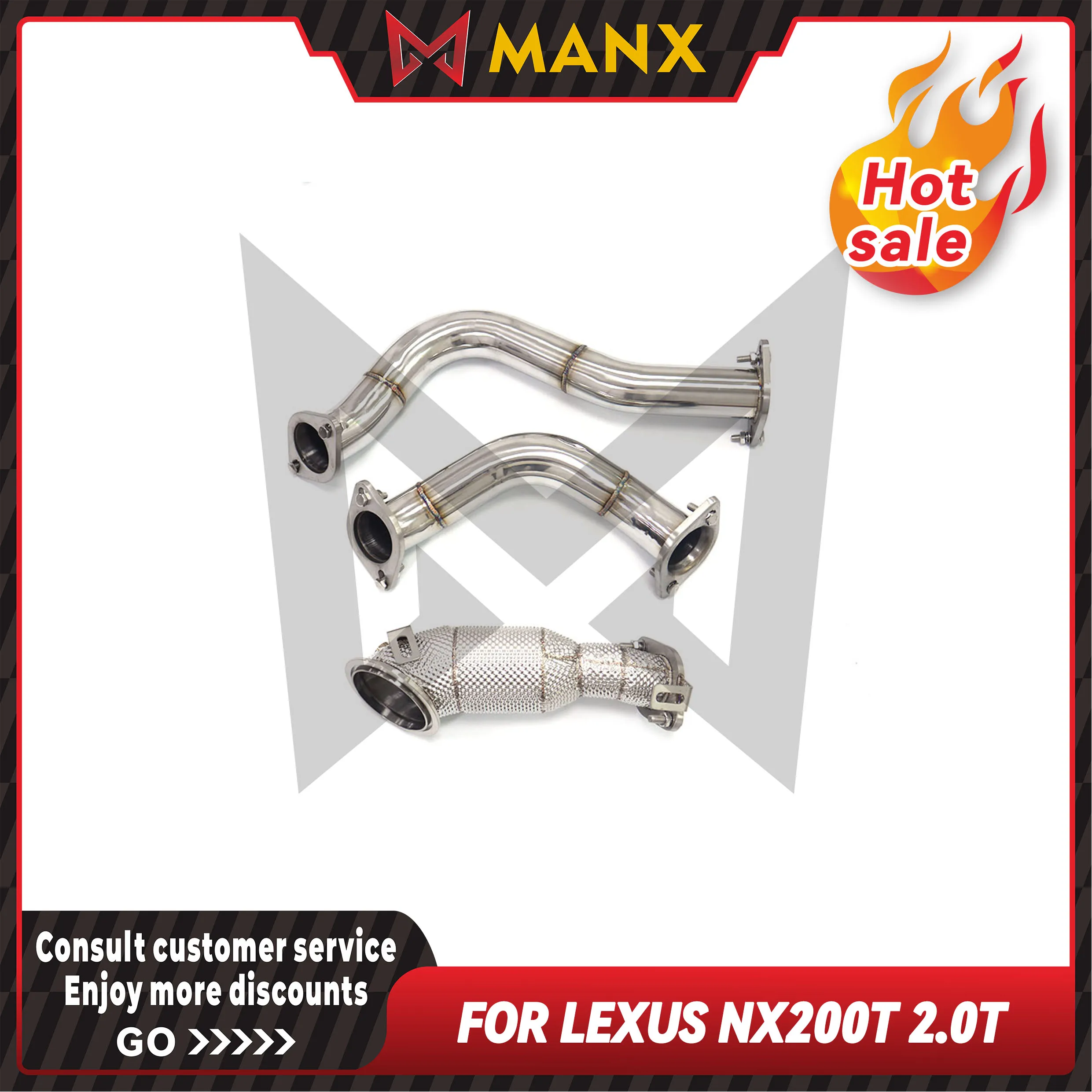 For Lexus NX200t 2.0T Catalyzed Downpipe Catless Downpipe Resonant tube Stainless steels Performance exhaust pipe
For Lexus NX200t 2.0T Catalyzed Downpipe Catless Downpipe Resonant tube Stainless steels Performance exhaust pipe