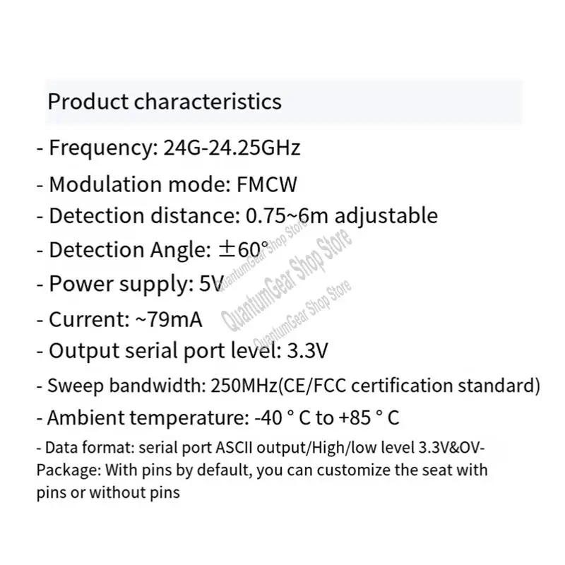 Модуль радарного датчика 24 ГГц LD2410 Сенсорный модуль с BT + кабелем 5 В LD2420 Датчик движения миллиметровой волны-A32R
Модуль радарного датчика 24 ГГц LD2410 Сенсорный модуль с BT + кабелем 5 В LD2420 Датчик движения миллиметровой волны-A32R