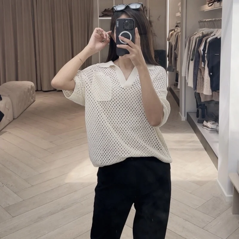Early Spring New Linen Pocket Hollow Knitted Short SleeveVCollar Casual Lazy All-Match Top for Women
Early Spring New Linen Pocket Hollow Knitted Short SleeveVCollar Casual Lazy All-Match Top for Women