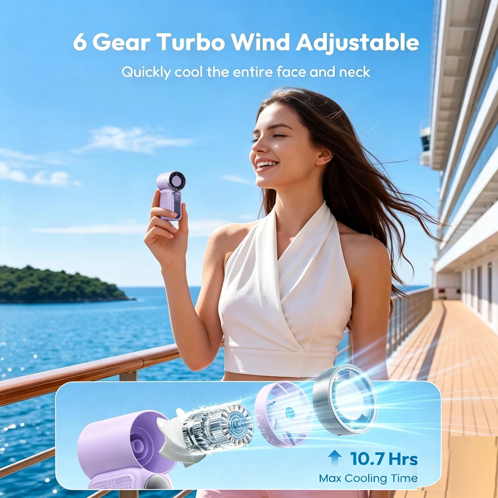 6 Gear Wind Mini Portable Fan Air Turbo Tech LED Display Handheld Turbo Fan Adjustable Ultra-quiet USB Rechargeable Fan Home
6 Gear Wind Mini Portable Fan Air Turbo Tech LED Display Handheld Turbo Fan Adjustable Ultra-quiet USB Rechargeable Fan Home