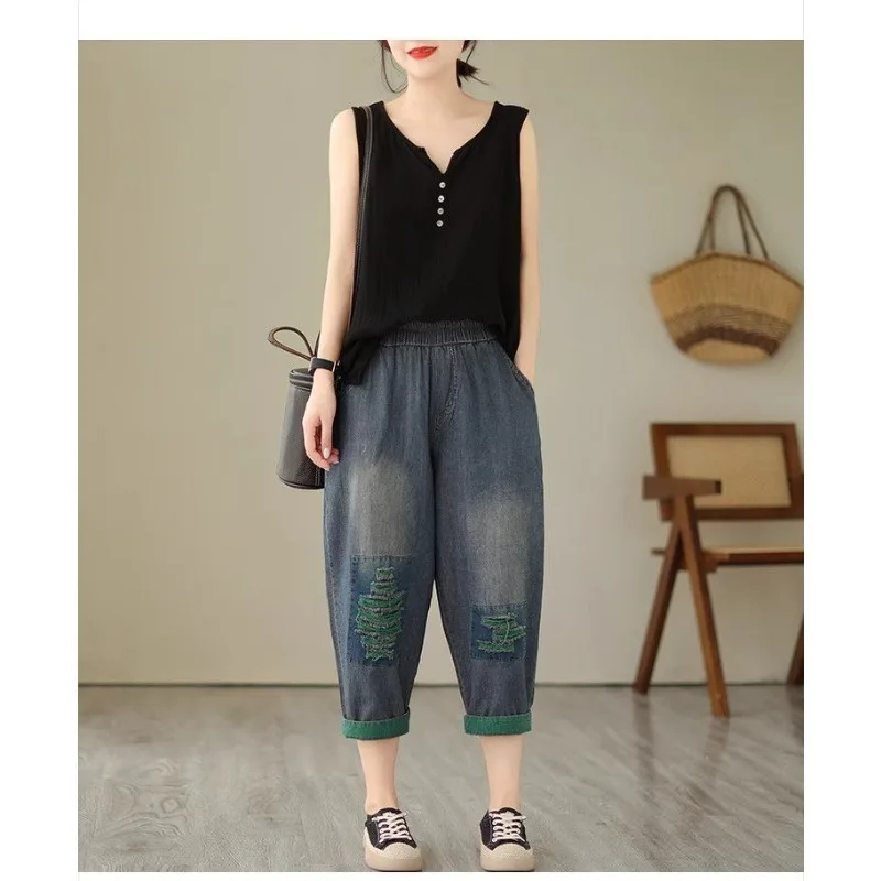 jeans for woman Women's Summer Lightweight Jeans, New Plus Size 200lbs Loose Slimming 7-Point Harem Dad Pants for Curvy Ladies
jeans for woman Women's Summer Lightweight Jeans, New Plus Size 200lbs Loose Slimming 7-Point Harem Dad Pants for Curvy Ladies
