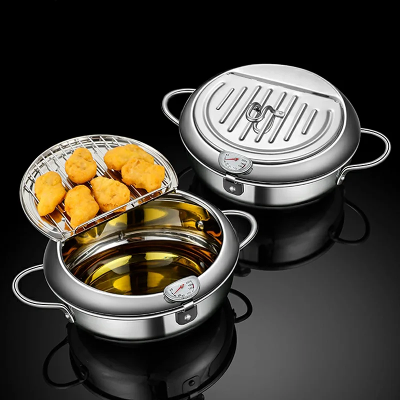 Food Stainless Steel Frying Pot with Thermometer and Oil Drip Drainer Rack Household Double Bottom Gas Induction Cooker Cookware
Food Stainless Steel Frying Pot with Thermometer and Oil Drip Drainer Rack Household Double Bottom Gas Induction Cooker Cookware
