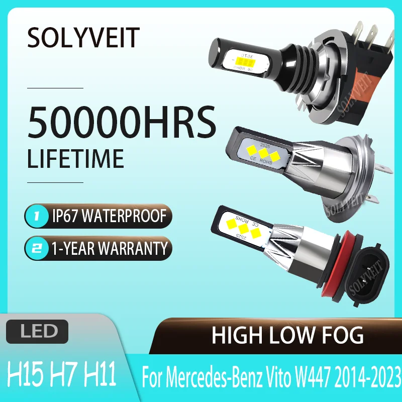 Smooth Night Travel H15 H7 H11 HIGH LOW FOG LED Headlihts DRL For Mercedes-Benz Vito W447 2014 2015 2016 2017 2018 2019-2023
Smooth Night Travel H15 H7 H11 HIGH LOW FOG LED Headlihts DRL For Mercedes-Benz Vito W447 2014 2015 2016 2017 2018 2019-2023