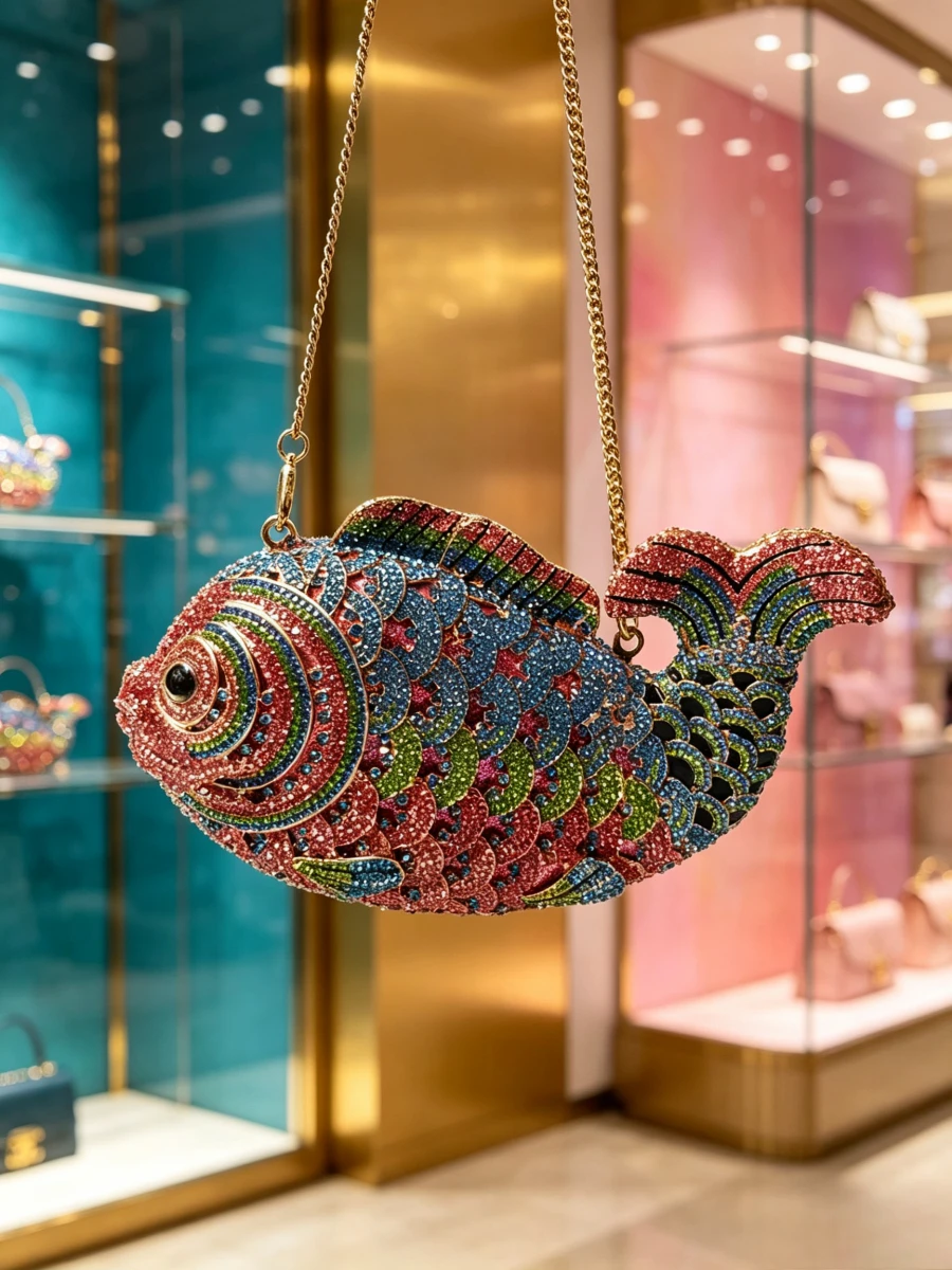 2026Colorful Fish Shaped Full Rhinestone Chain Clutch Luxury Evening Bag For Middle Aged Women Wedding Party Unique Formal Purse
2026Colorful Fish Shaped Full Rhinestone Chain Clutch Luxury Evening Bag For Middle Aged Women Wedding Party Unique Formal Purse