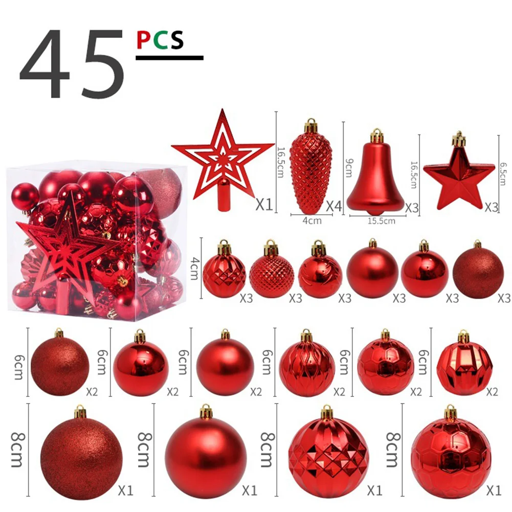 High Quality Christmas Balls Ornament Party Plastic Set Star Top 45PCS Hanging Ball Holiday Painted Arrangement
High Quality Christmas Balls Ornament Party Plastic Set Star Top 45PCS Hanging Ball Holiday Painted Arrangement