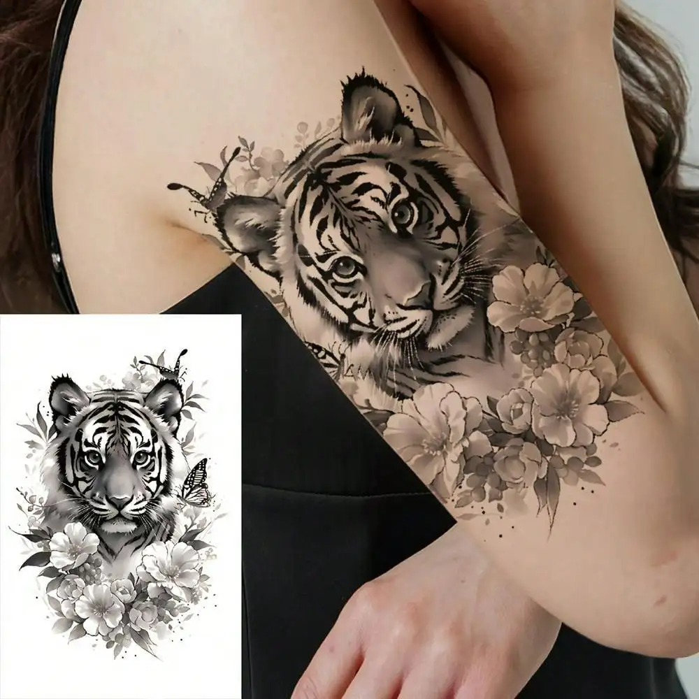 Temporary Tiger And Flower Tattoo Stickers Waterproof For Boys, Girls, Men, Women - Arm, Forearm, Leg, Chest Use - Party-Friendly, Long-Lasting Oblong Shape (1 Sheet)
Temporary Tiger And Flower Tattoo Stickers Waterproof For Boys, Girls, Men, Women - Arm, Forearm, Leg, Chest Use - Party-Friendly, Long-Lasting Oblong Shape (1 Sheet)