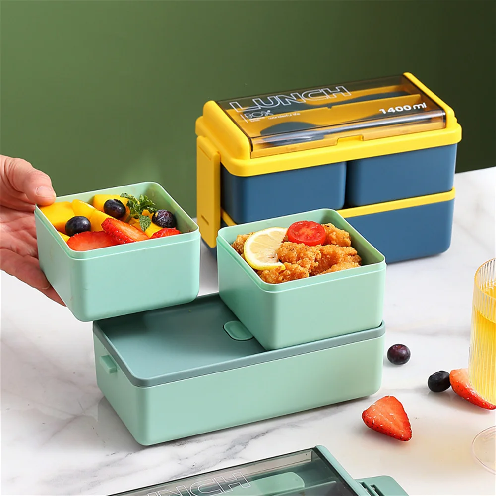 1pc Leakproof Double-layer Lunch Box with Spoon Fork Suitable for Work,Microwave-Safe, 1400ml Portable Bento Box Back To School
1pc Leakproof Double-layer Lunch Box with Spoon Fork Suitable for Work,Microwave-Safe, 1400ml Portable Bento Box Back To School
