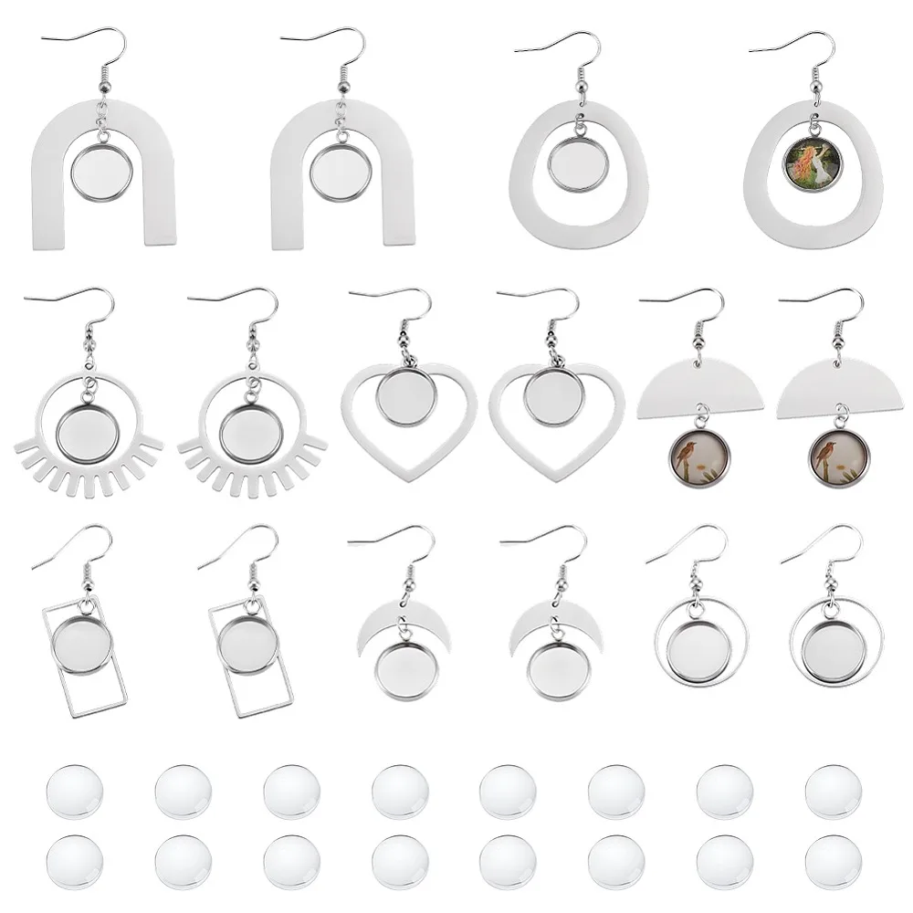 316 Surgical Stainless Steel Hook Earrings with 304 Stainless Steel Pendant and Glass Cabochons Stainless Steel Color 35~50mm
316 Surgical Stainless Steel Hook Earrings with 304 Stainless Steel Pendant and Glass Cabochons Stainless Steel Color 35~50mm