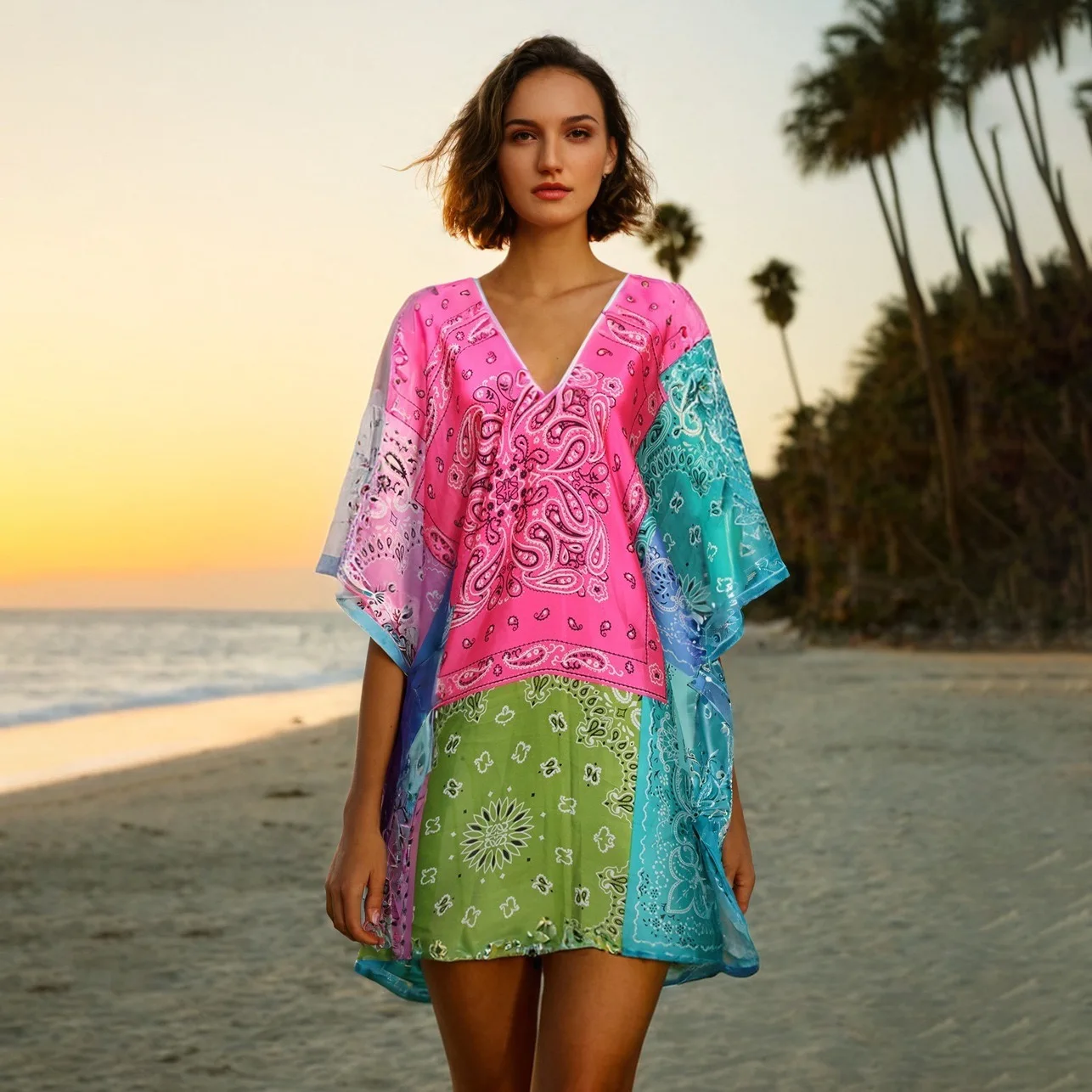 Europe Summer 2025 Fashion Lady Beach V-Neck Blouse Plus Size Floral Printed Loose Bikini Tops African Femme Outfit Kaftan Dress
Europe Summer 2025 Fashion Lady Beach V-Neck Blouse Plus Size Floral Printed Loose Bikini Tops African Femme Outfit Kaftan Dress