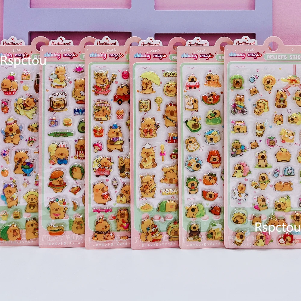 6pcs Cute Funny Capybara 3D Relief Stickers Kawaii Cartoon Bubble Decals DIY Skateboard Guitar Motorcycle Decoration Sticker Toy
6pcs Cute Funny Capybara 3D Relief Stickers Kawaii Cartoon Bubble Decals DIY Skateboard Guitar Motorcycle Decoration Sticker Toy