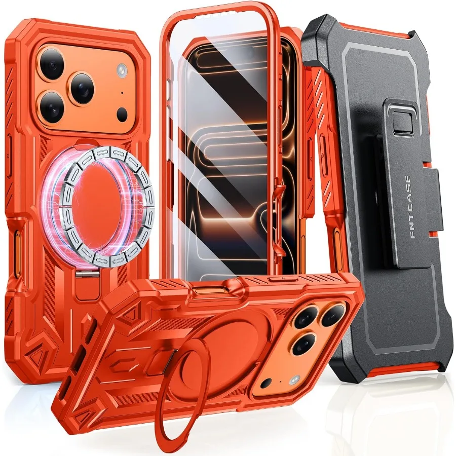 For iPhone 17 Pro-Max Case: Belt-Clip Holster Phone Cover with Magnetic Ring Holder Stand Military Grade Textured Rugged
For iPhone 17 Pro-Max Case: Belt-Clip Holster Phone Cover with Magnetic Ring Holder Stand Military Grade Textured Rugged