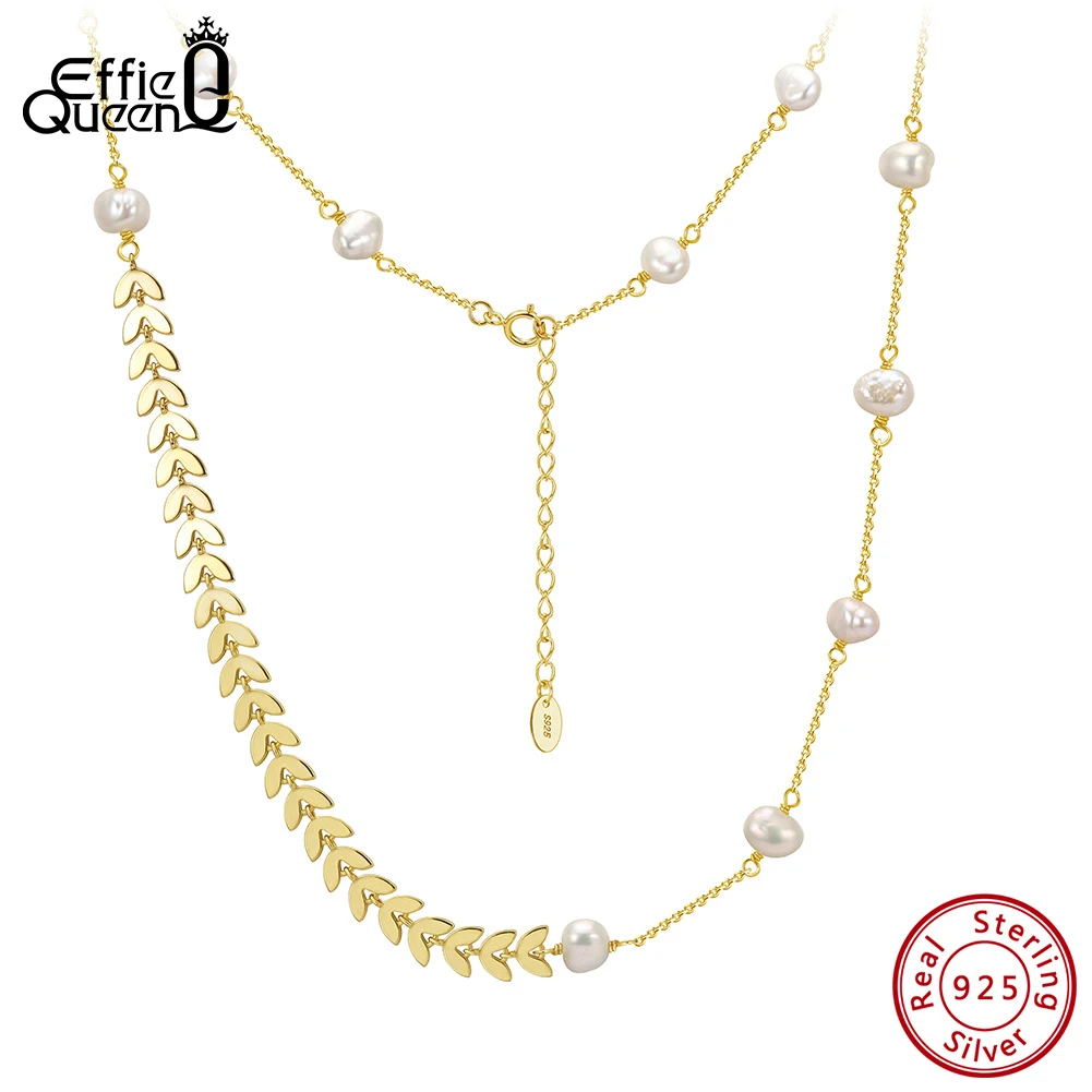 EFFIE QUEEN Elegant Freshwater Pearls Chain Necklace for Women Fashion Gift 925 Sterling Silver Baroque Pearl Neck Cahin GPN88
EFFIE QUEEN Elegant Freshwater Pearls Chain Necklace for Women Fashion Gift 925 Sterling Silver Baroque Pearl Neck Cahin GPN88